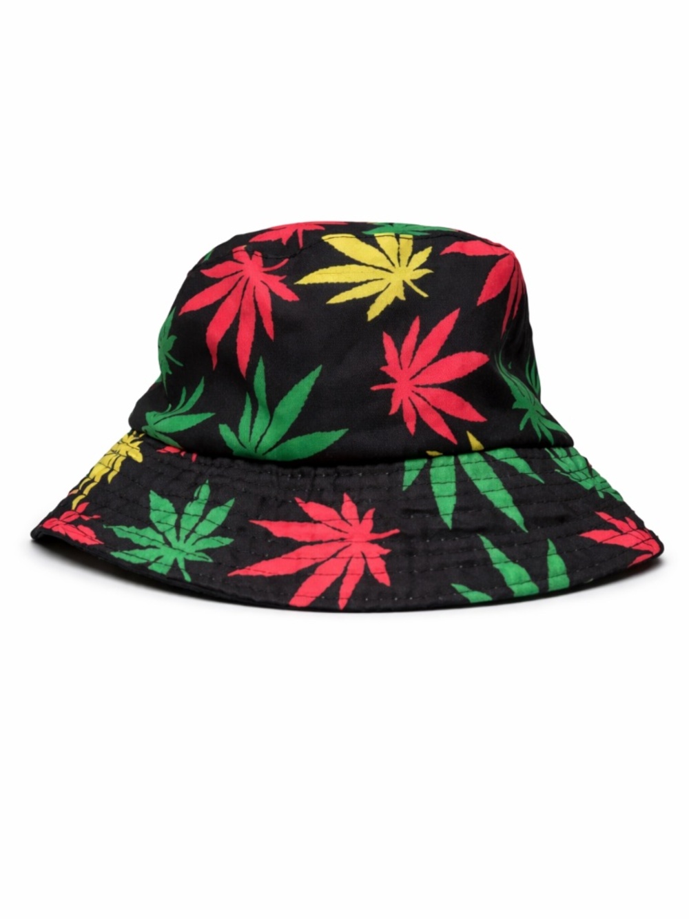 4/$20➡️ Colourful 420 “Leaf” Pattern Bucket Hat - Red, Green, Yellow